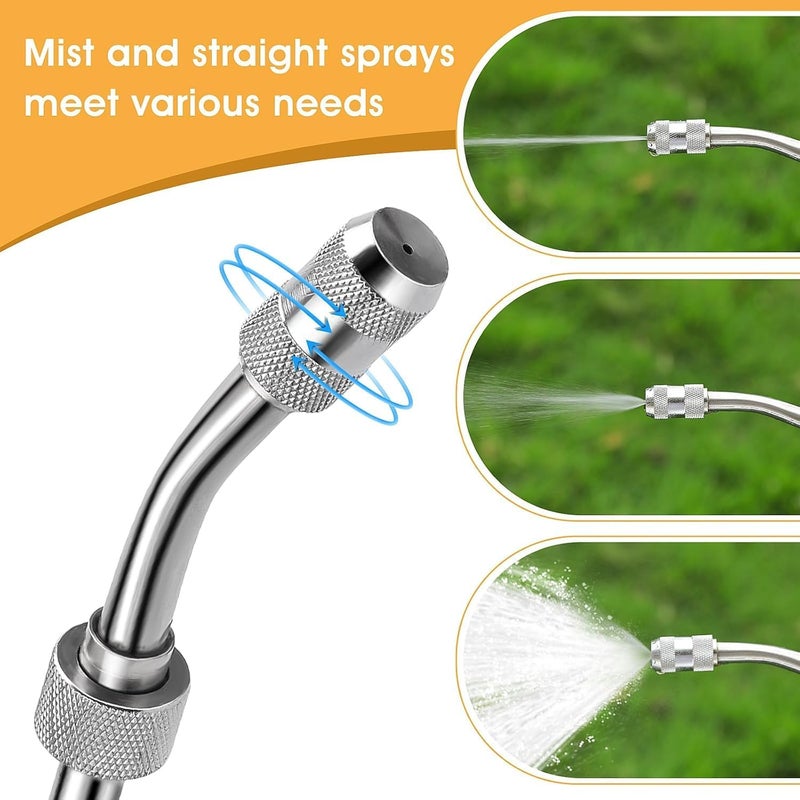 Ryscam 44inch Sprayer Wand, 3/8" & 1/4" Brass Barb Universal Sprayer Wand Replacement, Stainless Steel Sprayer Parts with Shut off Valve & 2 Hose Clamps, Spray Wands for Garden Hose, 1/2" Connector - Image 2